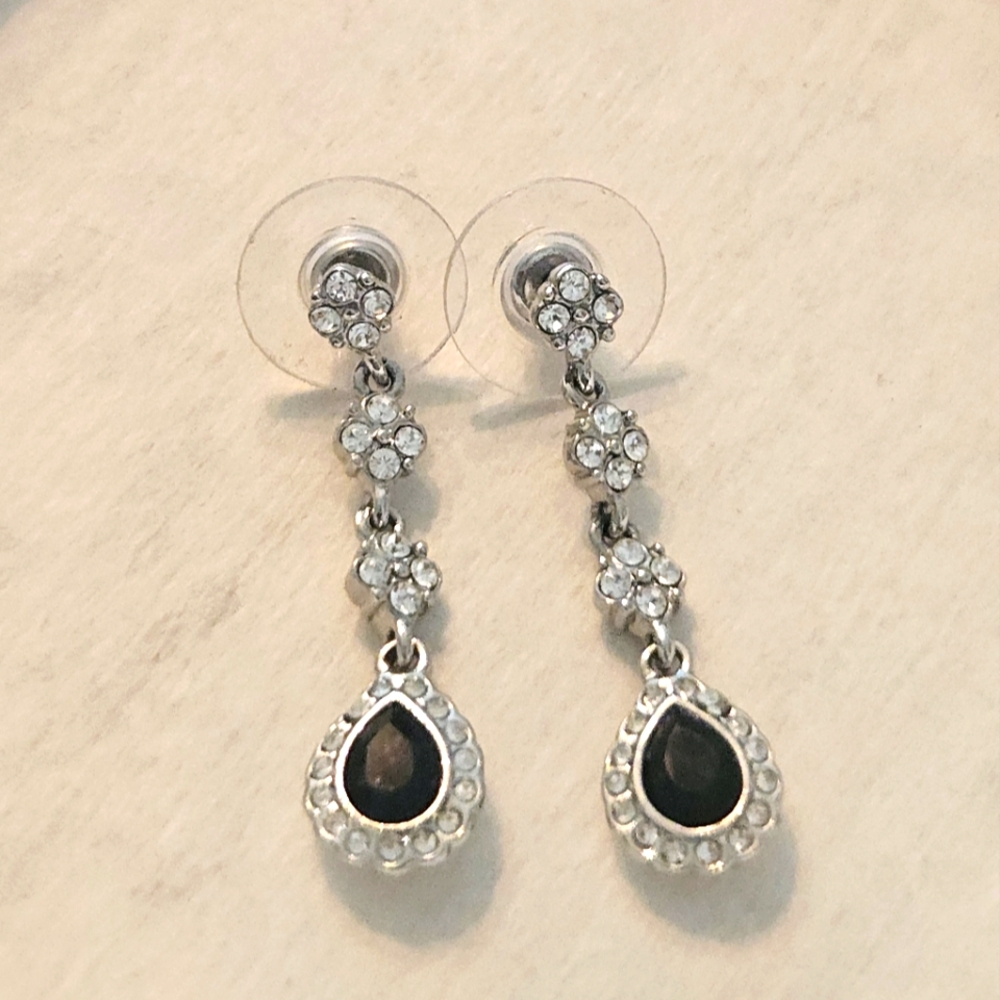 Silver and Black Statement Earrings